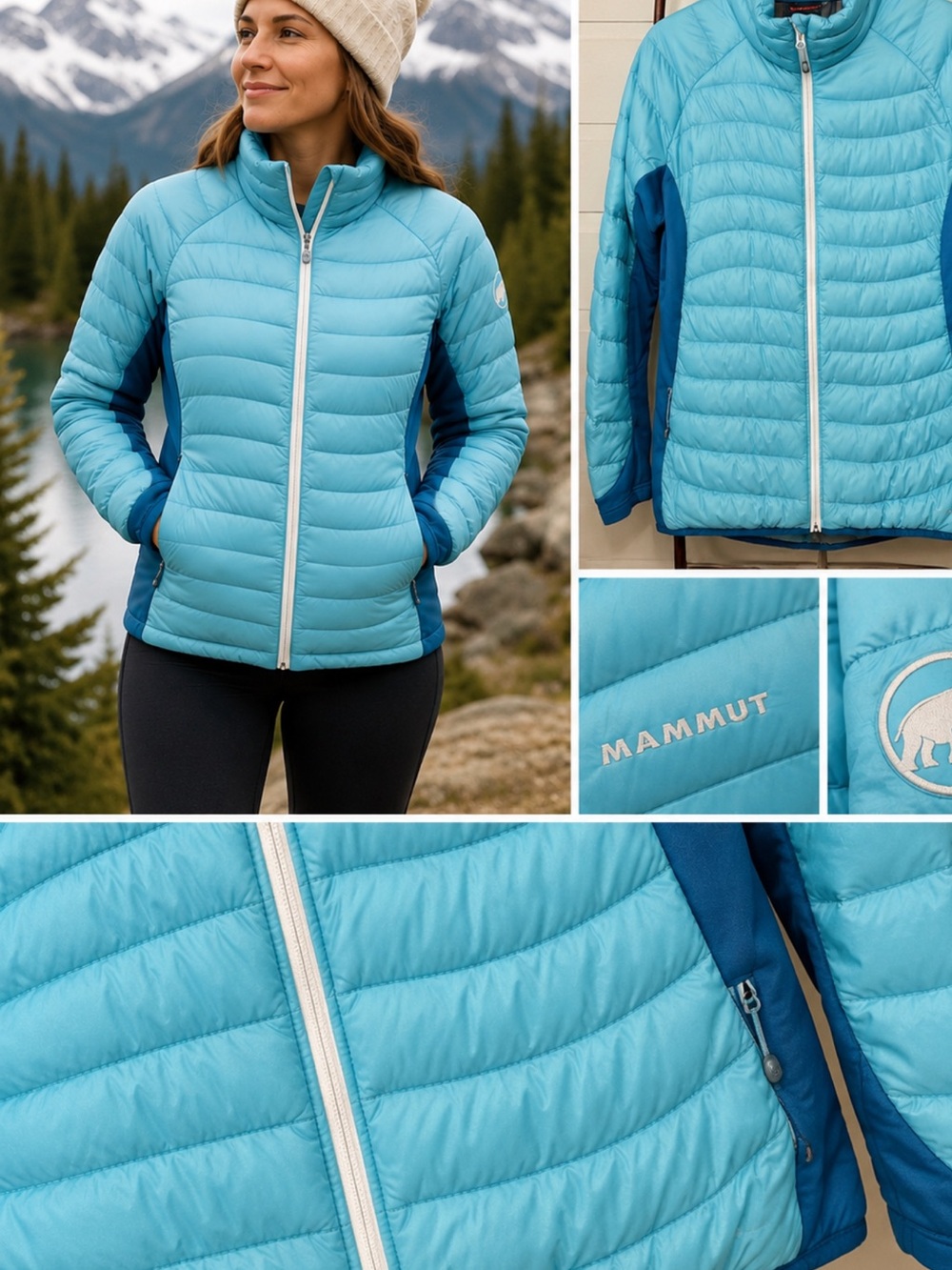 Mammut Pertex flexidown Microlight Down Jacket Women’s XL Packable Hiking Blue